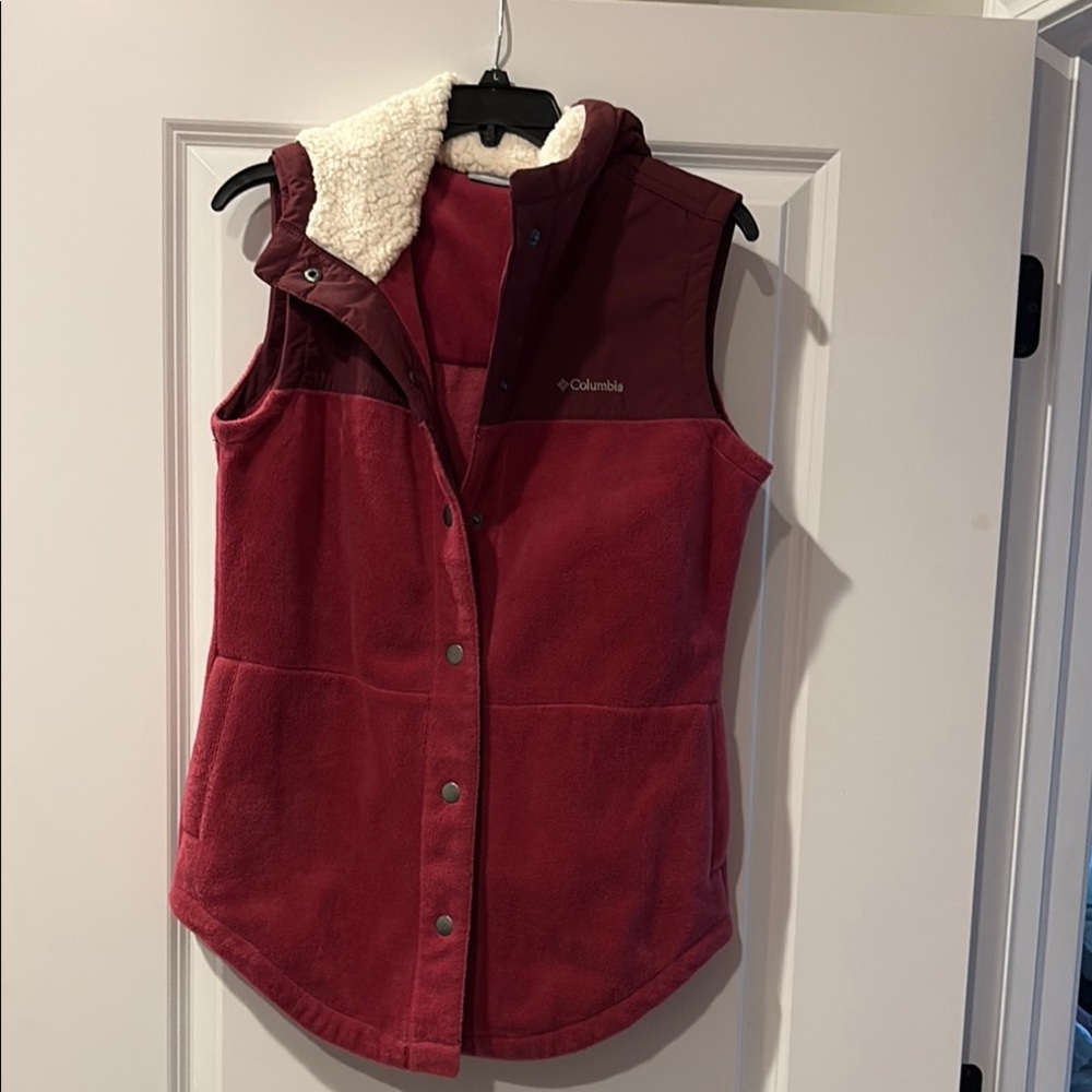 Columbia Red Fleece Vest Casual Outerwear